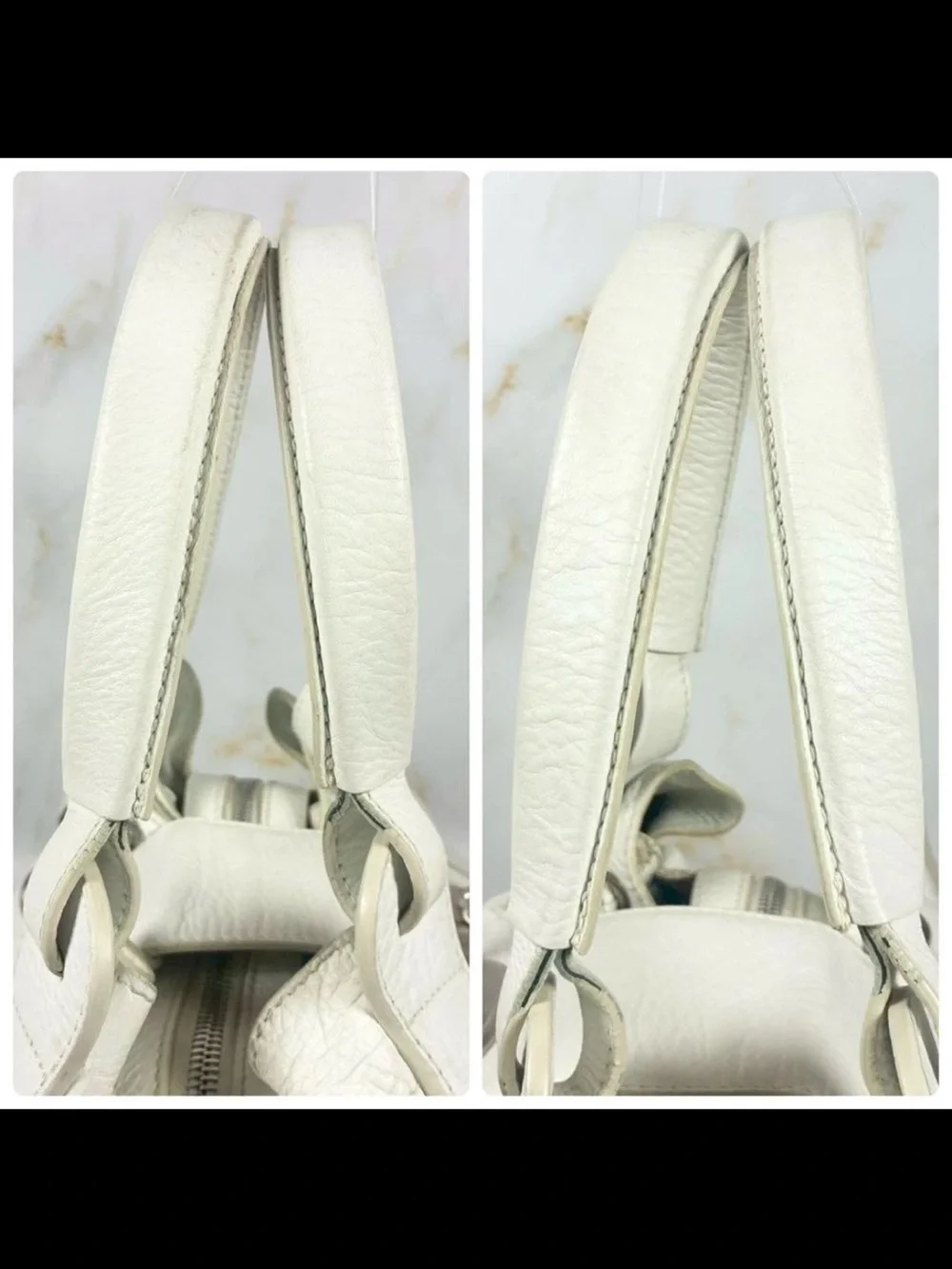 Mulberry White Pebbled Leather Shoulder Bag with Turn-Lock